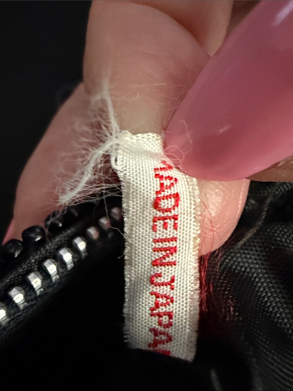 Beaded Black Zippered bag with Red 'Made in Japan' Tag 1950-60